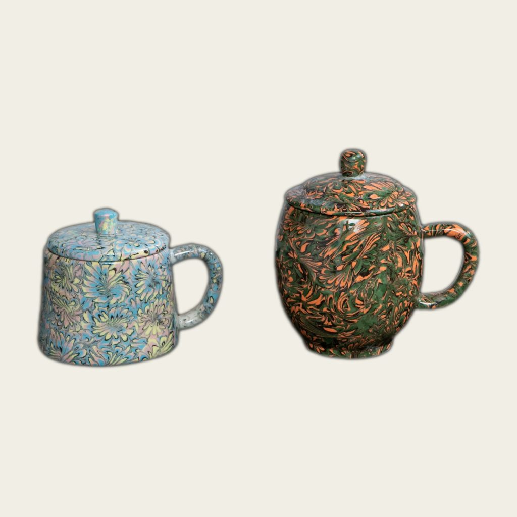Teapot Pair — Blue Floral