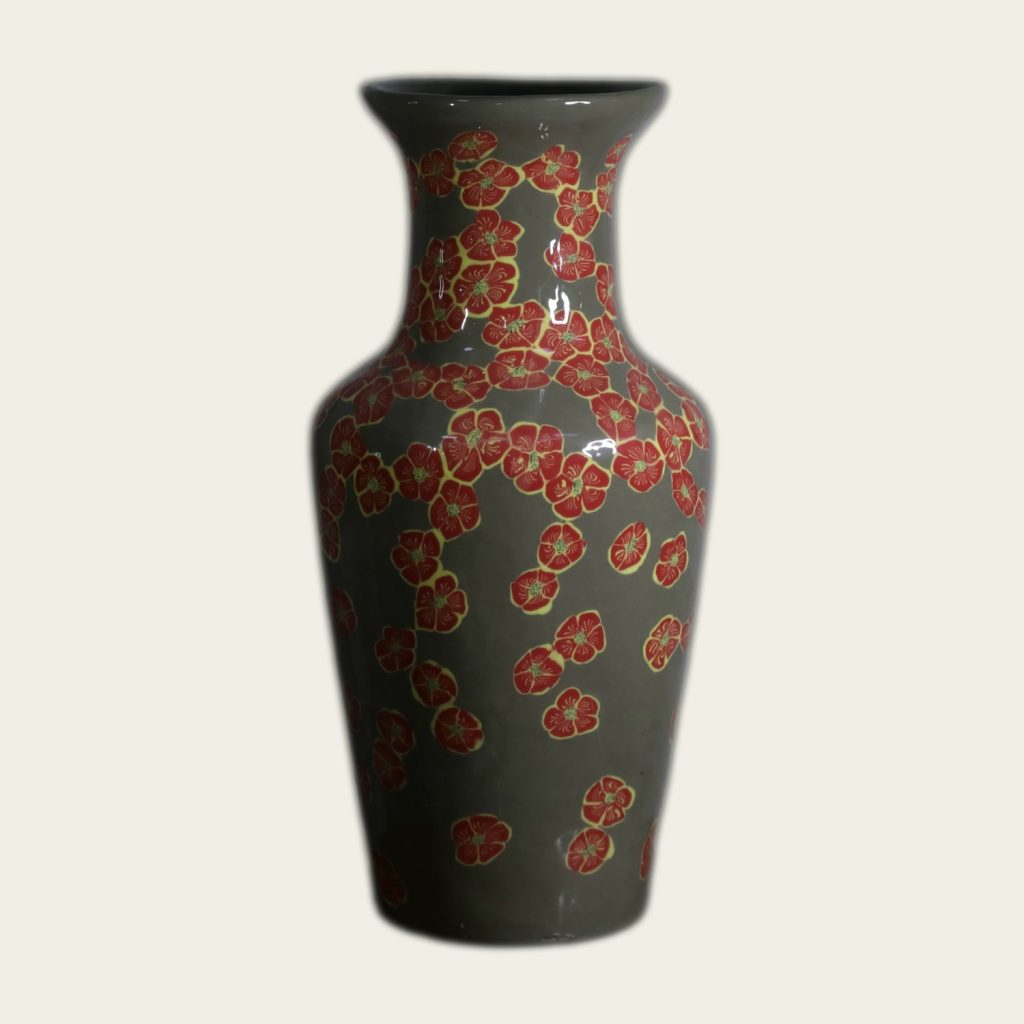 Vase — Grey & Red Flower